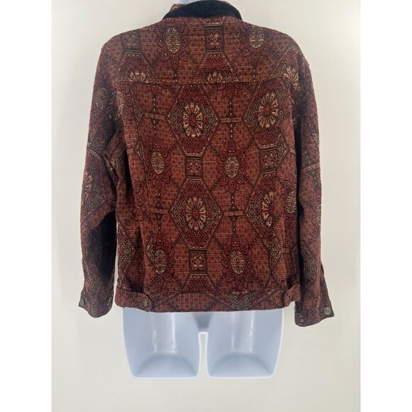 The Territory Ahead Women Size M Brown Geometric Tapestry Button Down Jacket - Picture 2 of 8